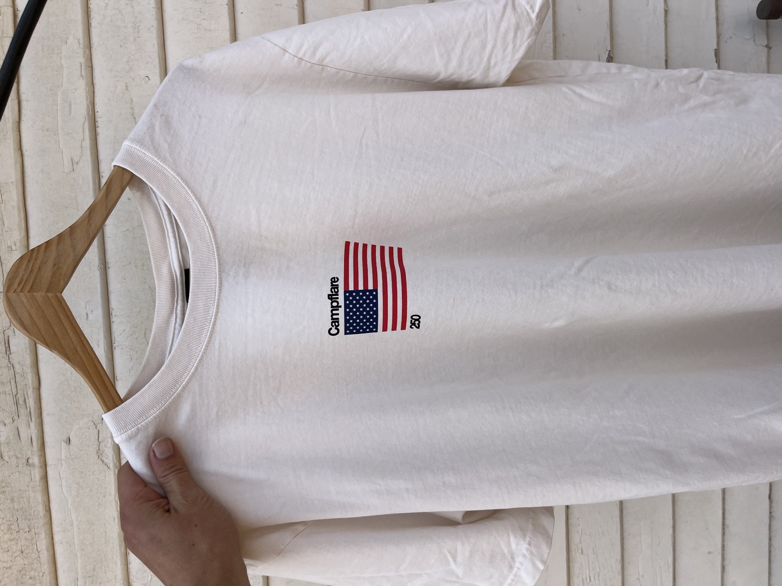 Front of the shirt on a hanger